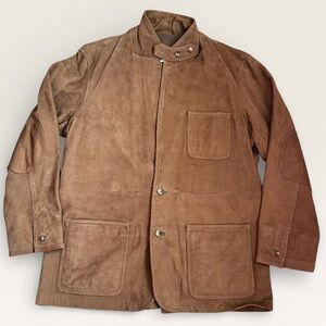 ORVIS Vintage Leather Bandera Blazer Hunting Field Safari Jacket Mens 44